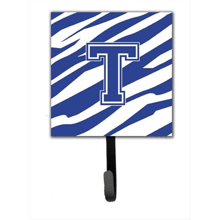 Carolines Treasures Letter T Initial Tiger Stripe Blue And White Leash Holder Or Key Hook CJ1034-TSH4